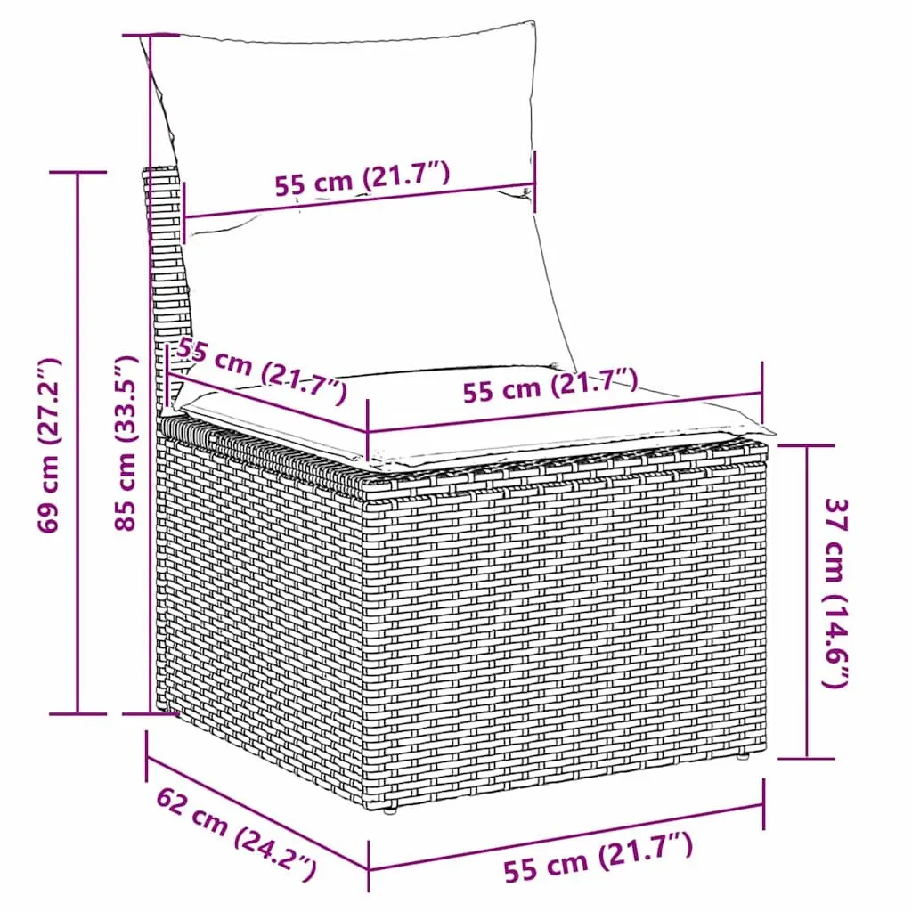 Modular Outdoor Furniture Garden Sofa Set 8 Pieces Black Poly Rattan Sectional
