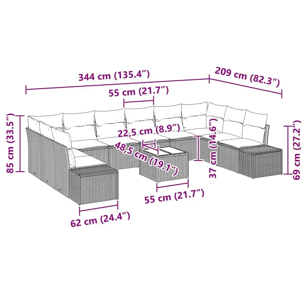 11-Piece Garden Sofa Set for Relaxing Outdoors