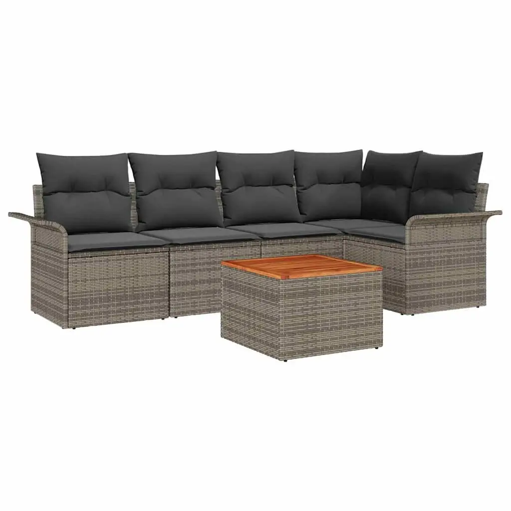 Garden Sofa Set Modular Outdoor Furniture Grey Poly Rattan 6 Piece