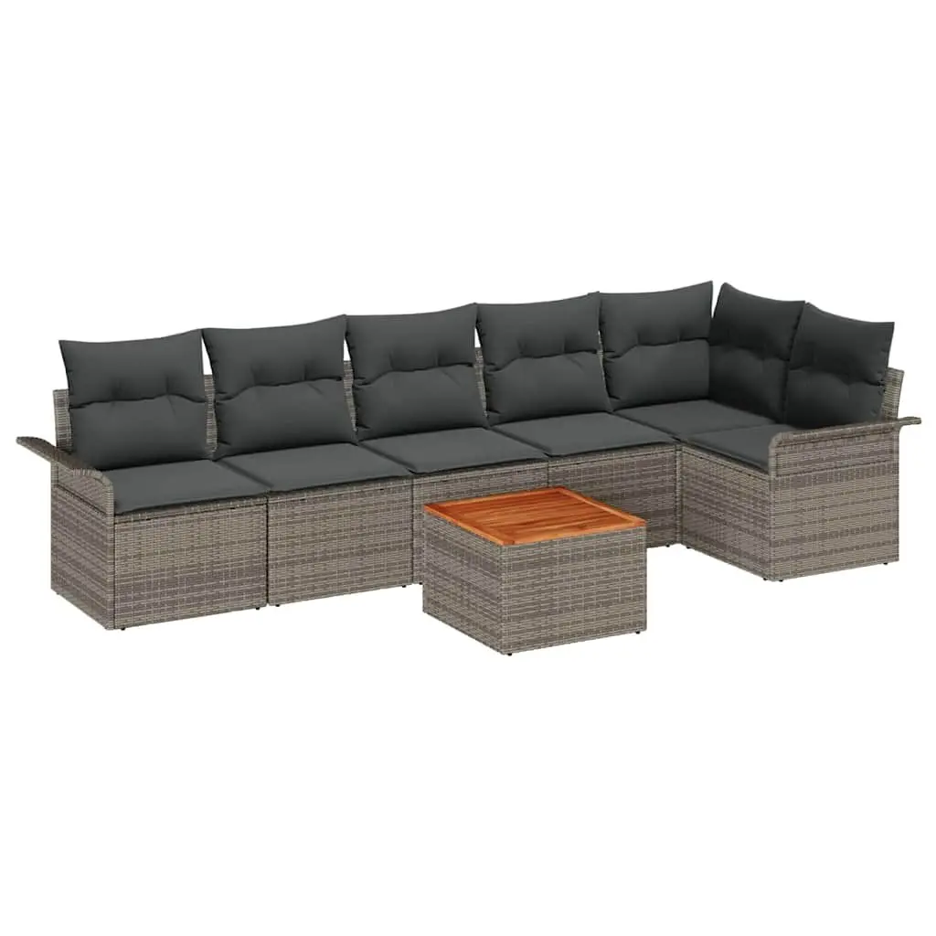 Modular Garden Sofa Set 7 Piece Grey Poly Rattan Outdoor Patio Furniture