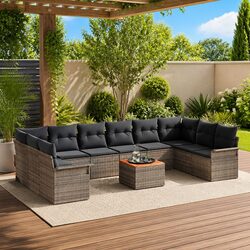 11-Piece Garden Sofa Set – Modular Grey Design