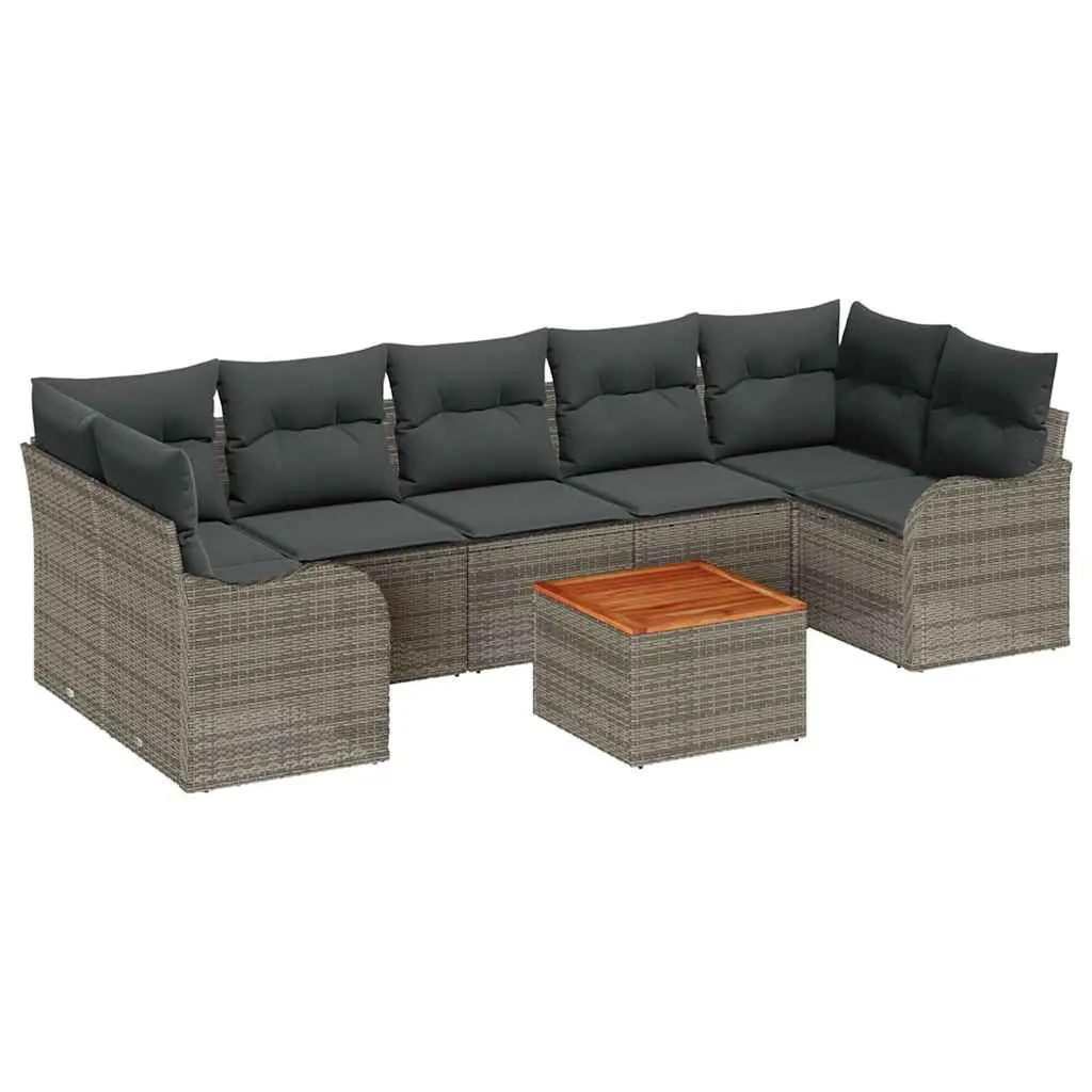 Modular Garden Sofa Set Outdoor Furniture Grey Rattan with Cushions 8 Piece