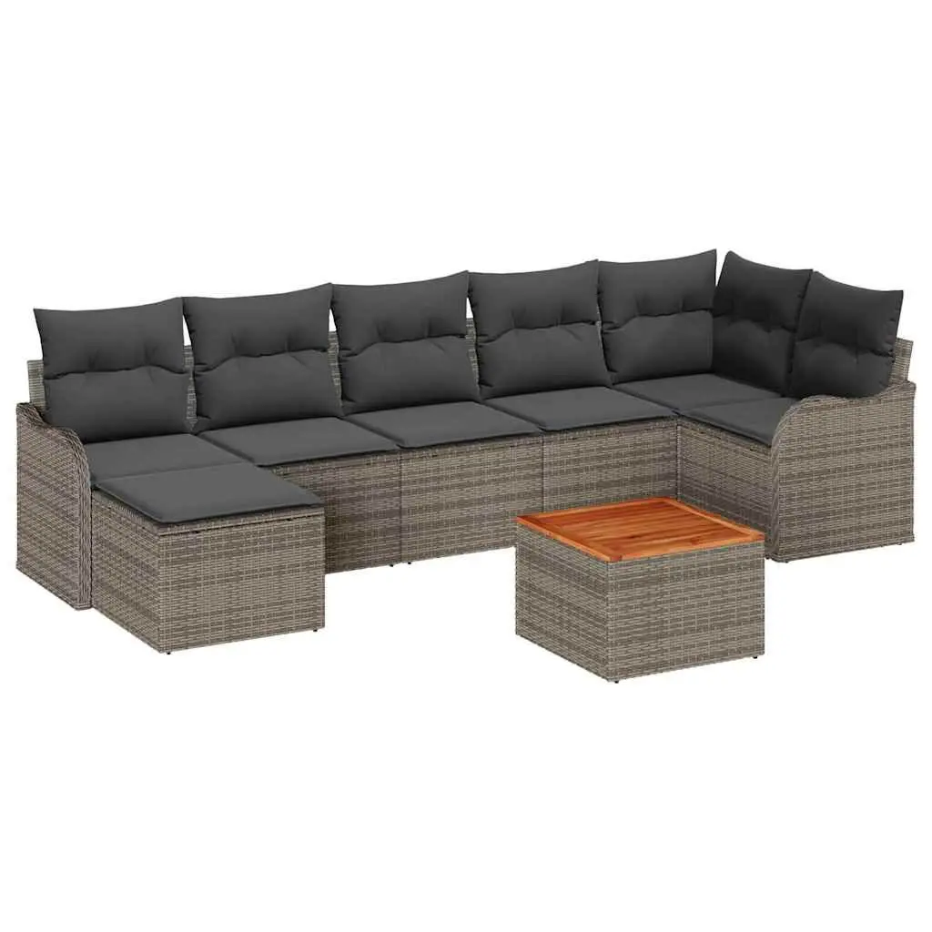 Modular Garden Sofa Set 8 Piece Grey Poly Rattan Outdoor Patio Furniture
