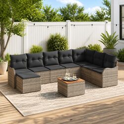 Friendly 9-Piece Modular Garden Sofa Set in Grey