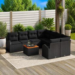 Friendly Black 9-Piece Modular Garden Sofa Set