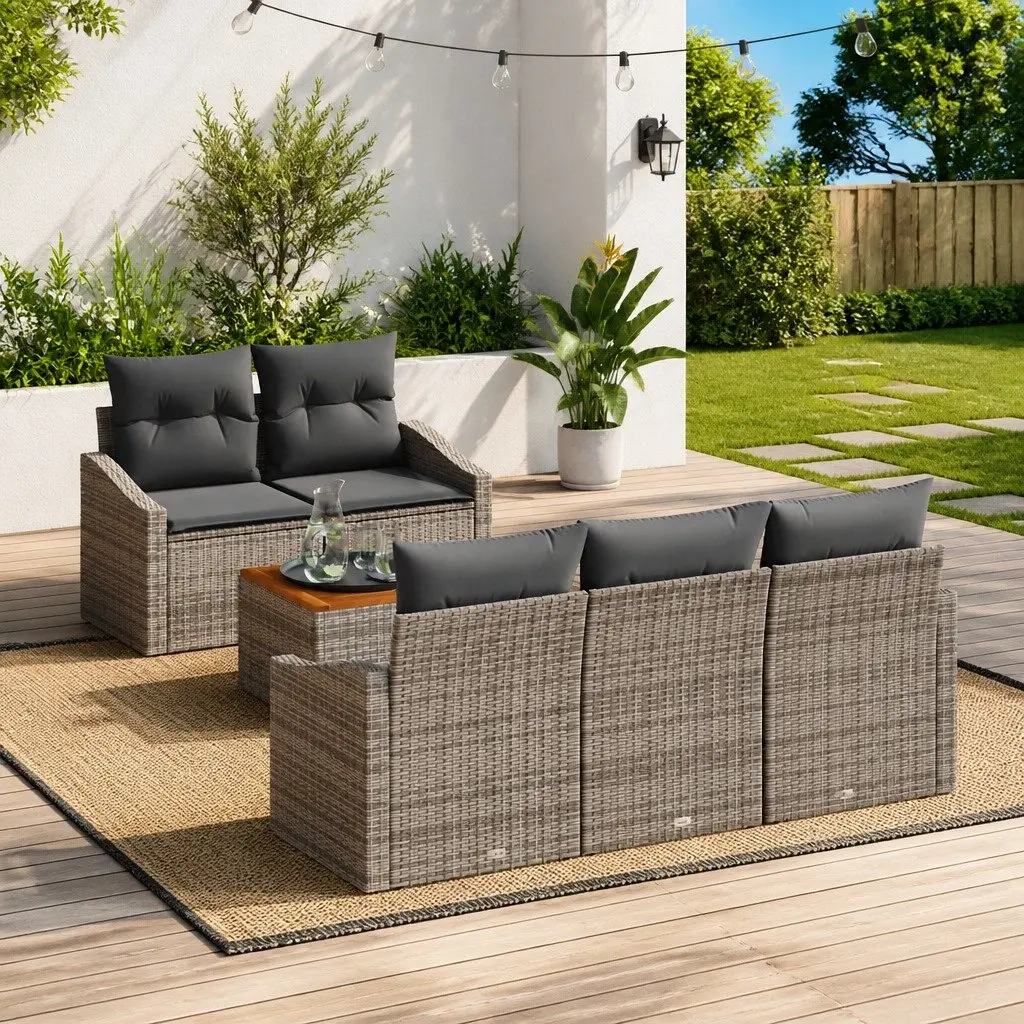 6-Piece Grey Garden Sofa Set