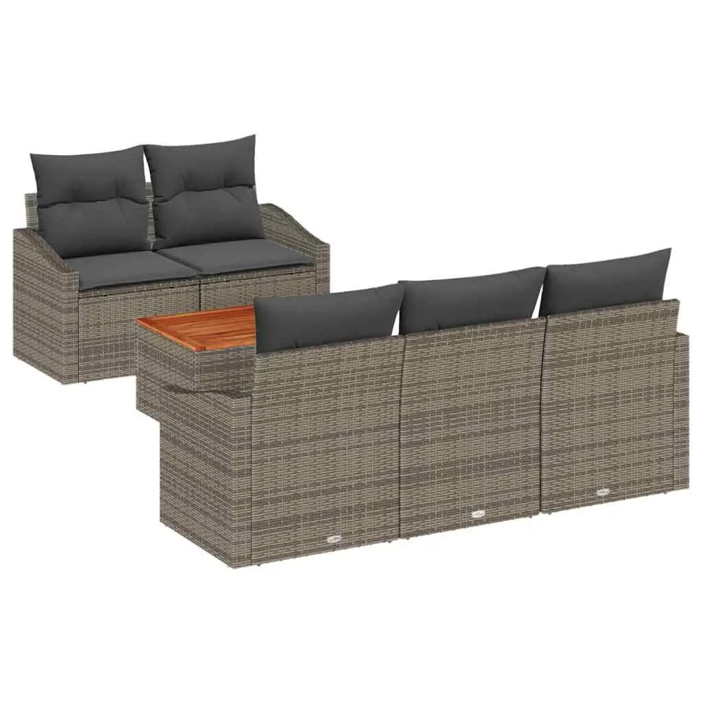 6-Piece Grey Garden Sofa Set