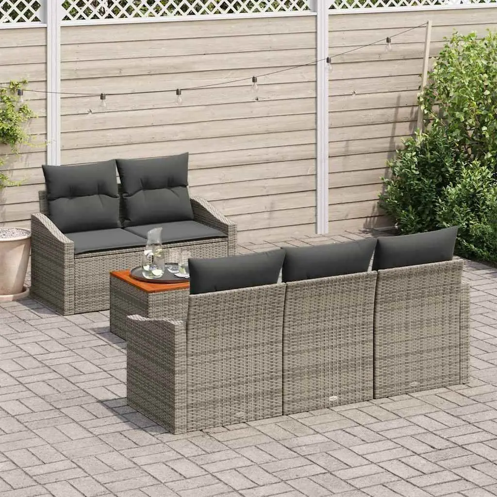 6-Piece Grey Garden Sofa Set