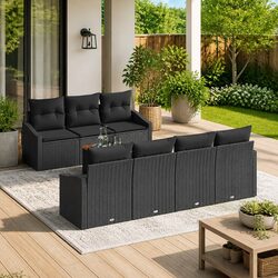 Outdoor Garden Sofa Set Modular Lounge 8 Piece Black Poly Rattan Patio Furniture