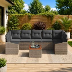 Friendly Grey Modular 8-Piece Garden Sofa Set