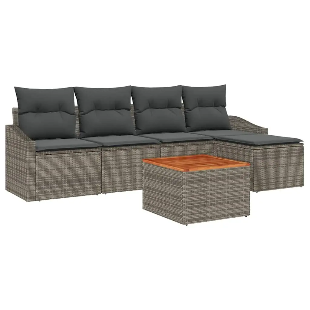 6 Piece Garden Sofa Set in Grey