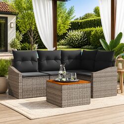 Garden Sofa Set 5 Pieces Modular Outdoor Furniture Patio Lounge with Cushions