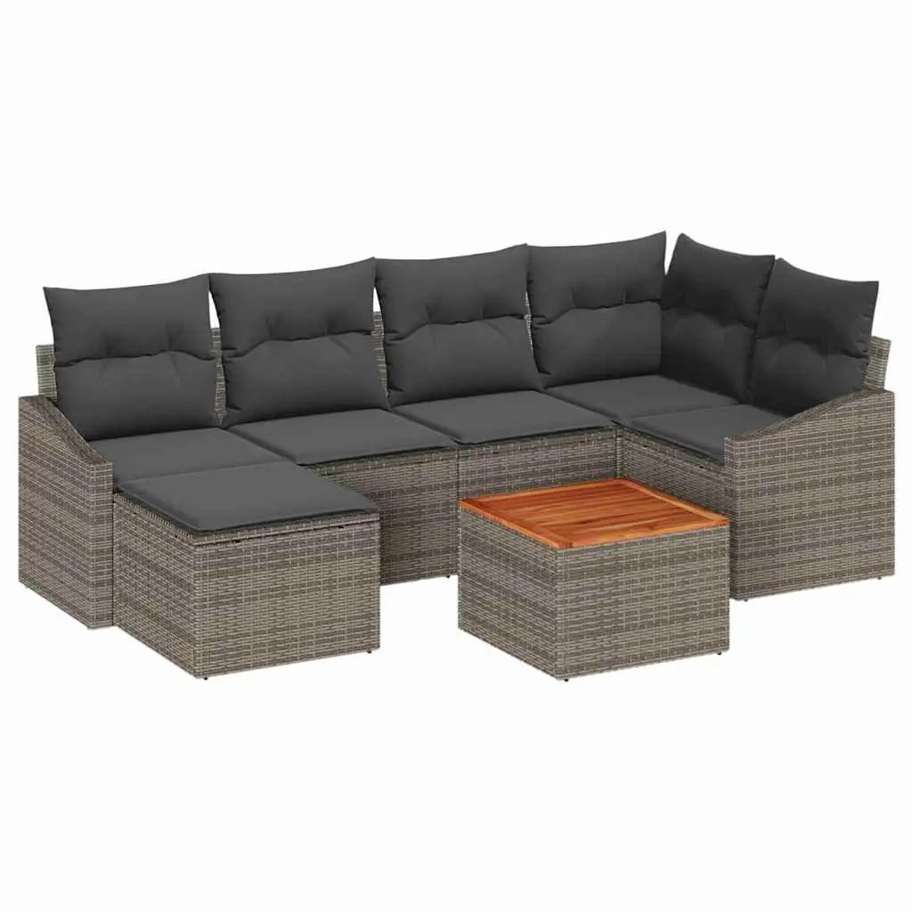 Garden Sofa Set 7 Piece Modular Outdoor Furniture with Cushions Grey Patio