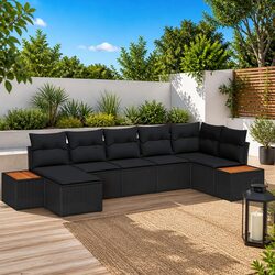 Friendly 7-Piece Modular Sofa Set in Black Poly Rattan