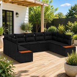 Friendly 9-Piece Modular Garden Sofa for Outdoor Spaces