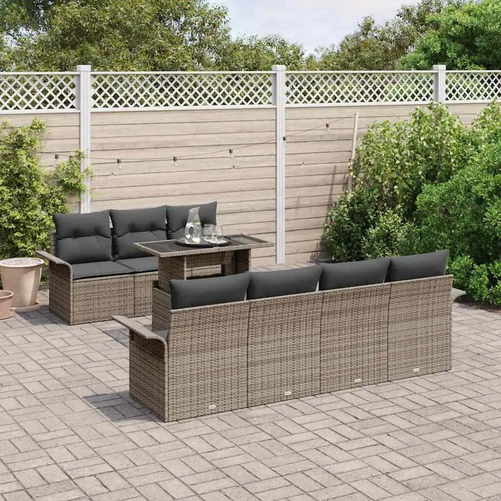Garden Sofa Set Modular Outdoor Seating Light Grey 8 Piece