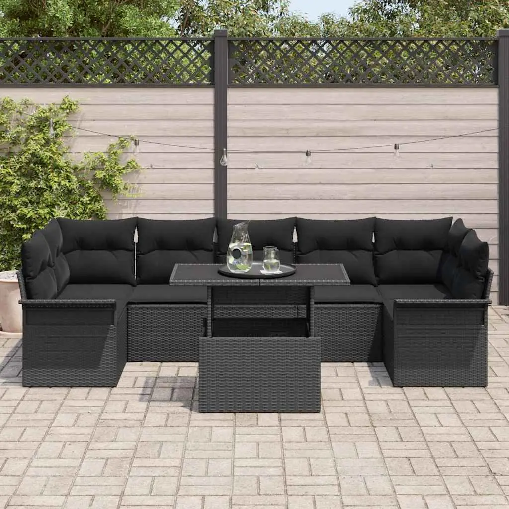 8 Piece Outdoor Modular Sofa Set with Flexible Arrangement Black Poly Rattan