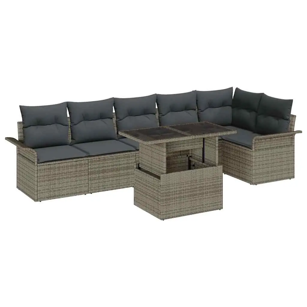 Garden Sofa Set 7pc Outdoor Lounge Furniture Poly Rattan Grey Modular Patio