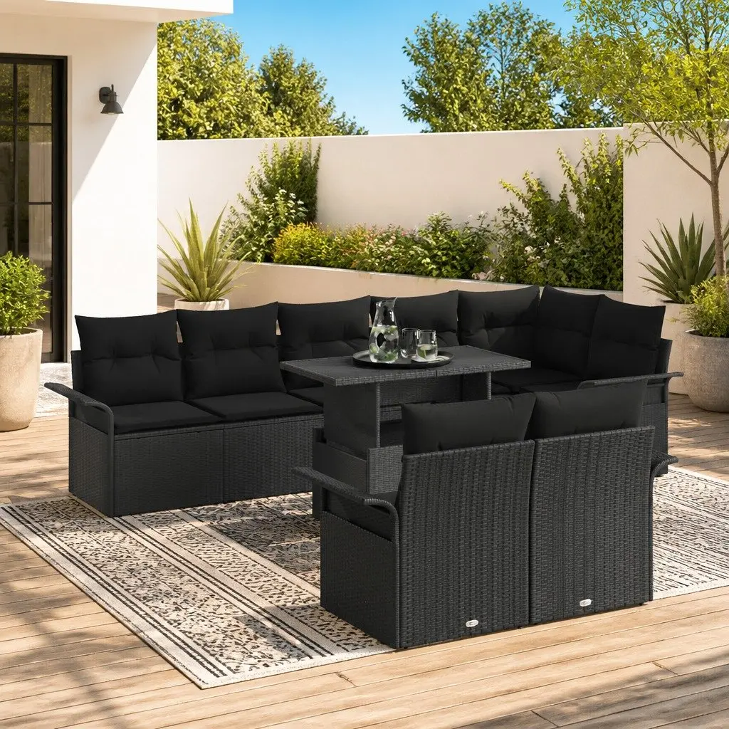 Outdoor Garden Sofa Set 9 Piece Modular Poly Rattan Furniture with Cushions