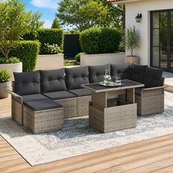 Your New Favorite 8 Piece Garden Sofa Set in Grey Rattan