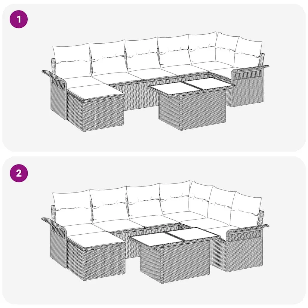 Garden Sofa Set Modular Outdoor Furniture 8 Piece Grey Poly Rattan