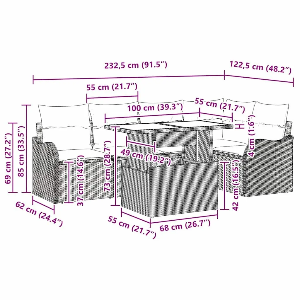 Outdoor Dining Set for 6