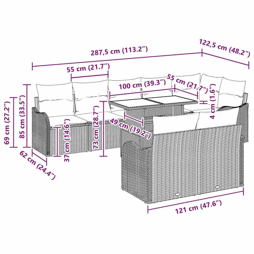 9 Piece Outdoor Lounge Set