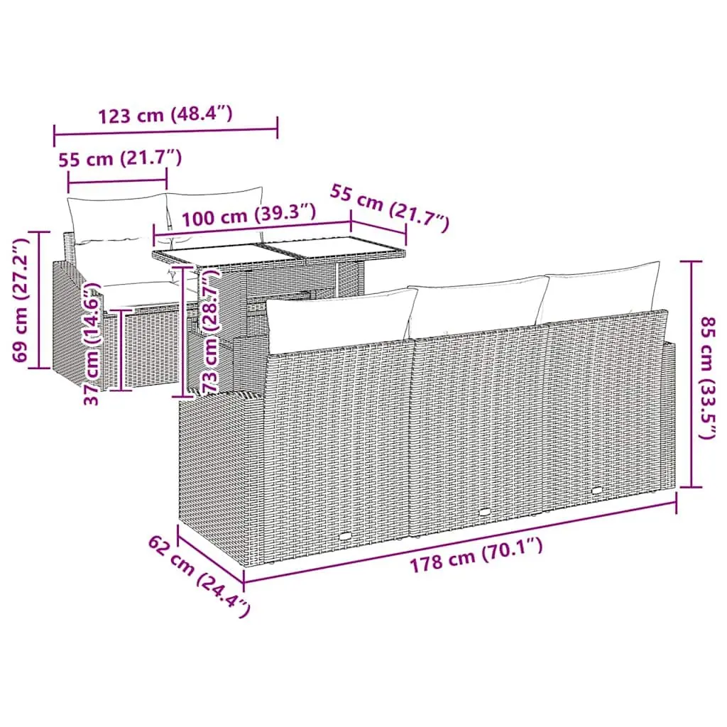 6 Piece Modular Garden Sofa Set