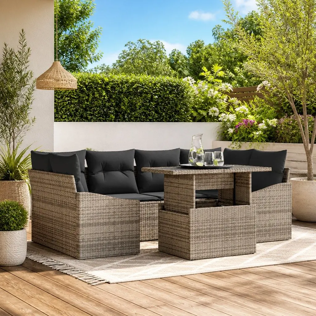 Modular Outdoor Garden Sofa Set 7 Pieces with Storage Grey