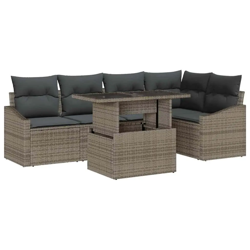 Outdoor Garden Sofa Set 6-Piece Modular Patio Furniture Grey with Cushions