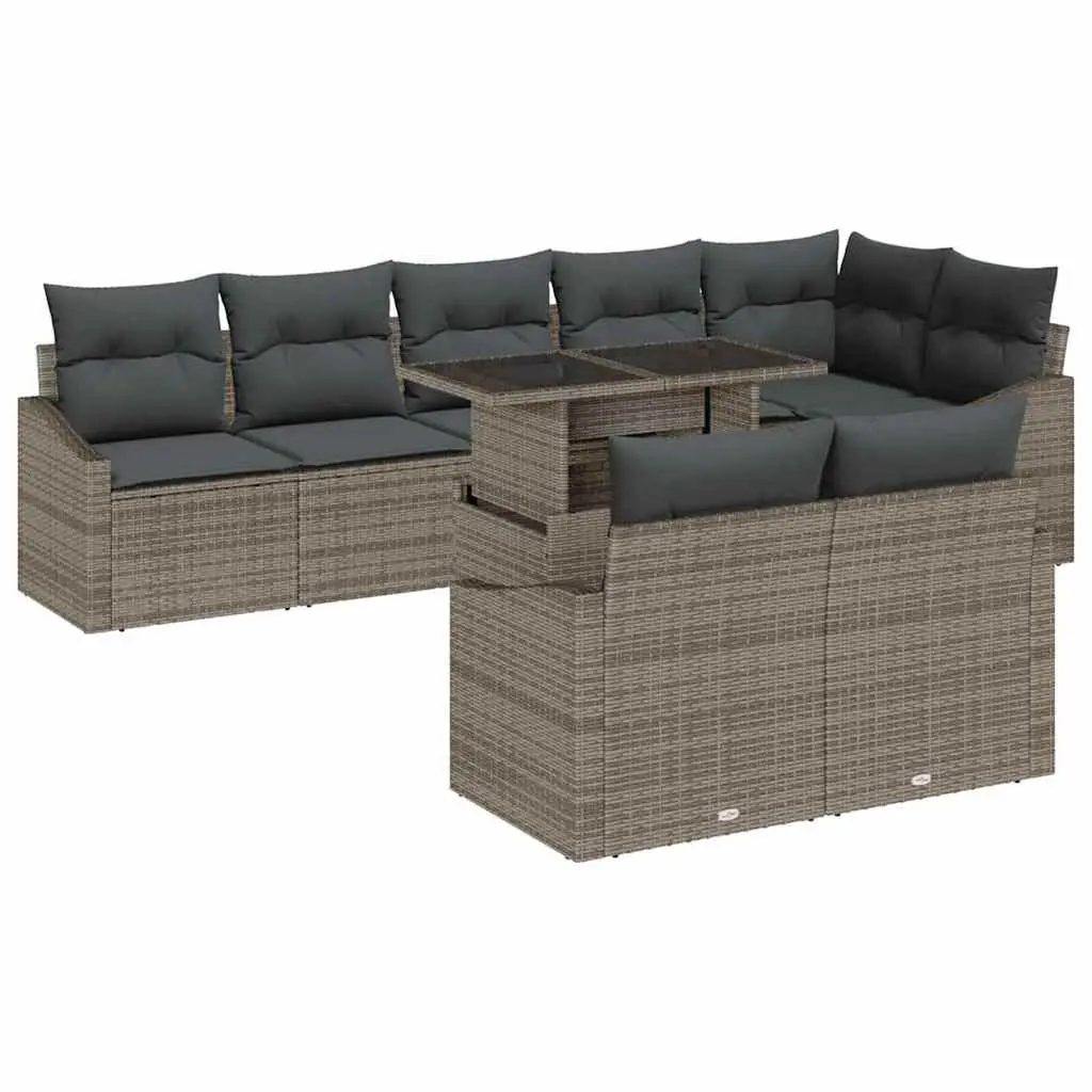 9 Piece Modular Outdoor Sofa Set with Cushions Grey Garden Sectional