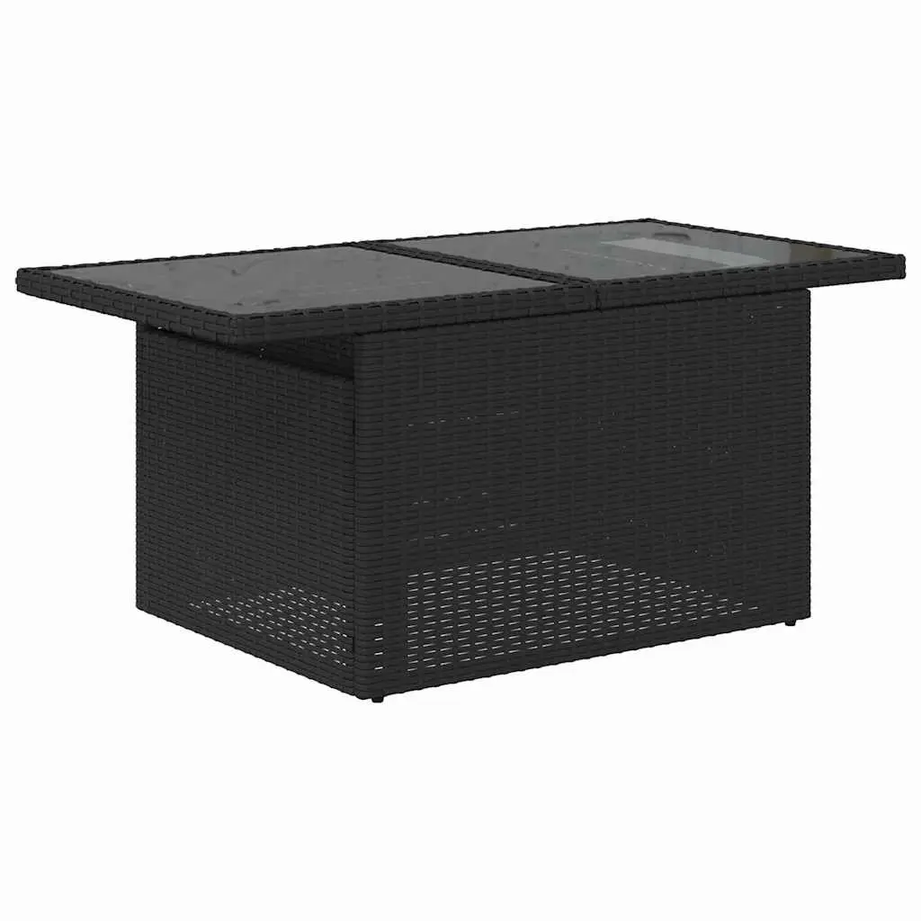 Outdoor Garden Sofa Set 8 Pieces Black Poly Rattan Modular Lounge Seating with
