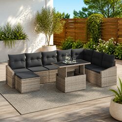 Friendly 9-Piece Grey Outdoor Sofa Set with Storage Bag