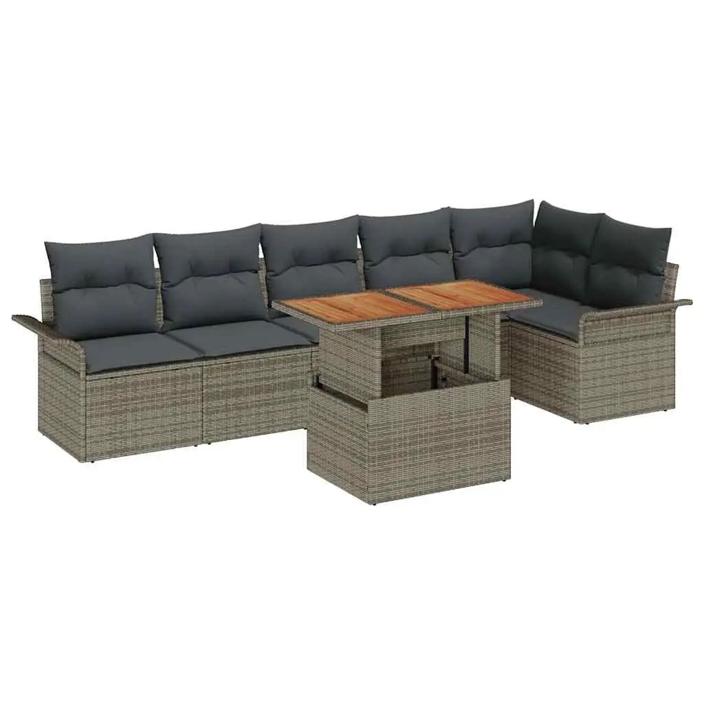 Outdoor Garden Sofa Set 7 Pieces Modular Lounge Seating with Cushions Grey