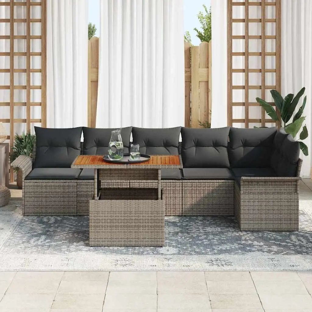 Outdoor Garden Sofa Set 7 Pieces Modular Lounge Seating with Cushions Grey