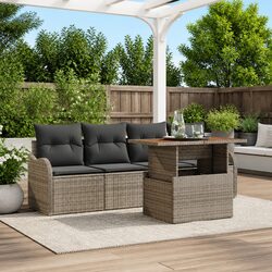 Outdoor Garden Sofa Set 5 Piece Modular Seating with Table Cushions Grey