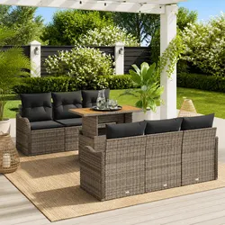 Welcoming 7 Piece Modular Sofa Set in Grey for Outdoors