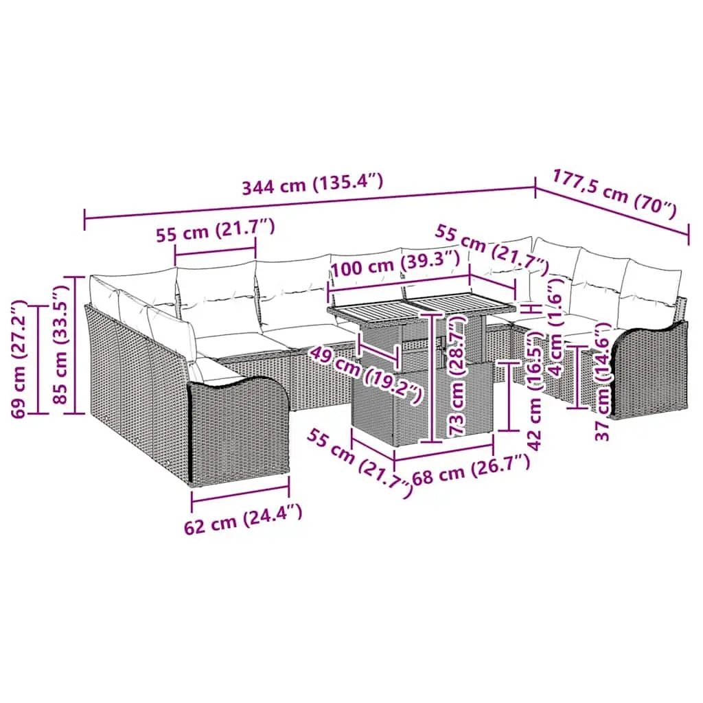 Outdoor 11-Piece Sofa Set