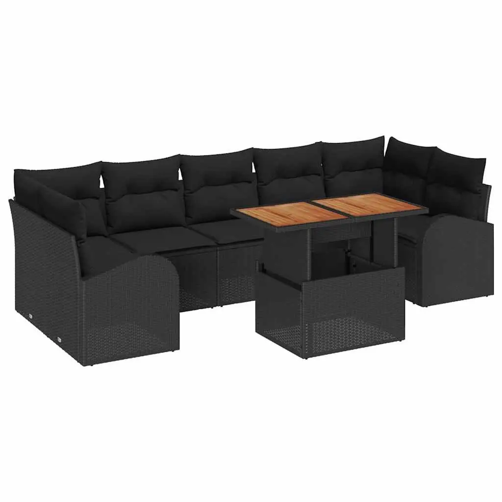 Garden Sofa Set with Cushions 8 Pieces Black Outdoor Seating Lounge Patio