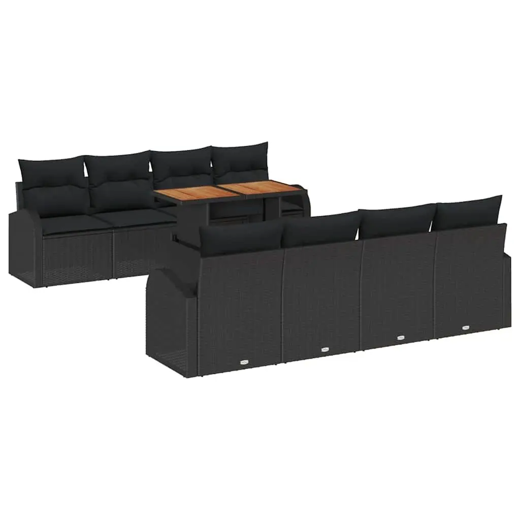 Garden Sofa Set 7 Piece Outdoor Seating with Cushions Black Modern Patio