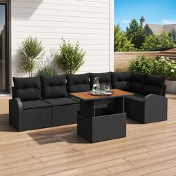 Friendly 7-Piece Outdoor Sofa Set with Cushions in Black