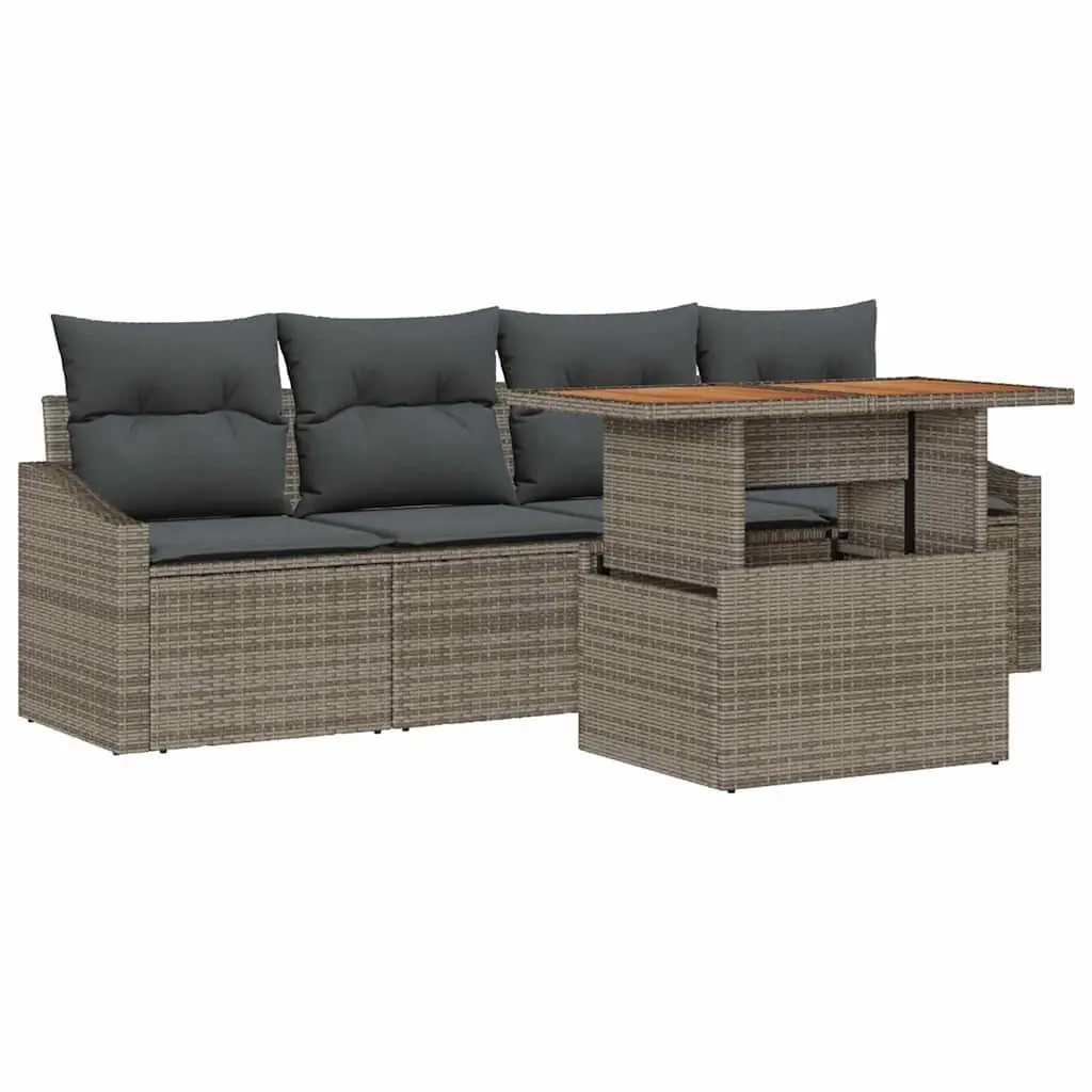 5-Piece Grey Garden Sofa Set
