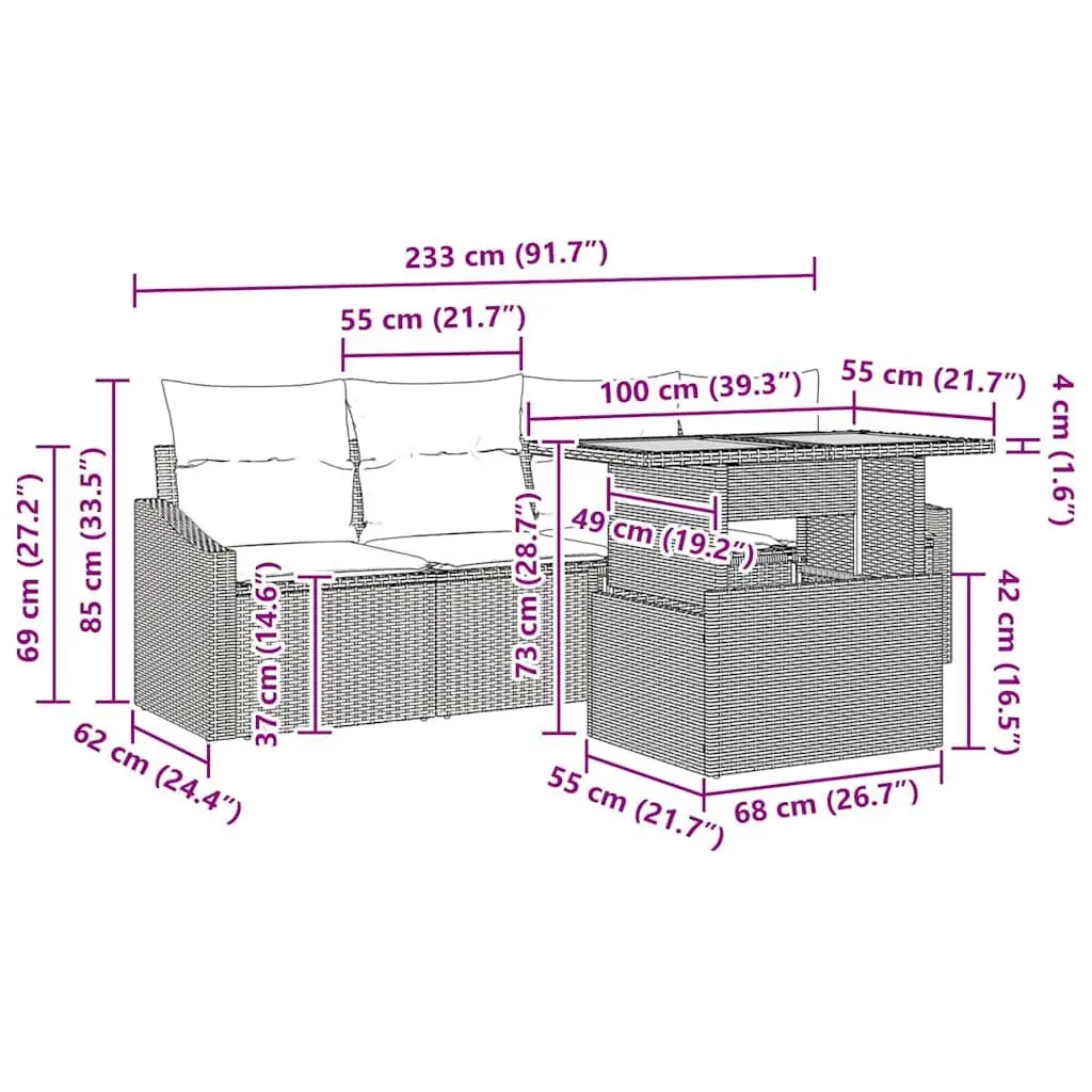 5-Piece Grey Garden Sofa Set