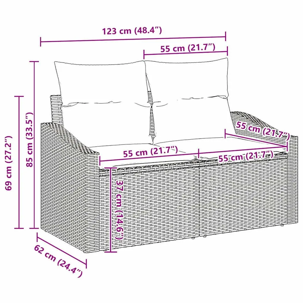 Outdoor Garden Sofa Set 6 Piece Grey Brown Modular Patio Seating with Storage