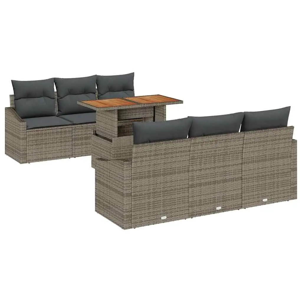Outdoor Garden Sofa Set 7 Piece Modular Seating Grey Brown Rattan Steel Lounge