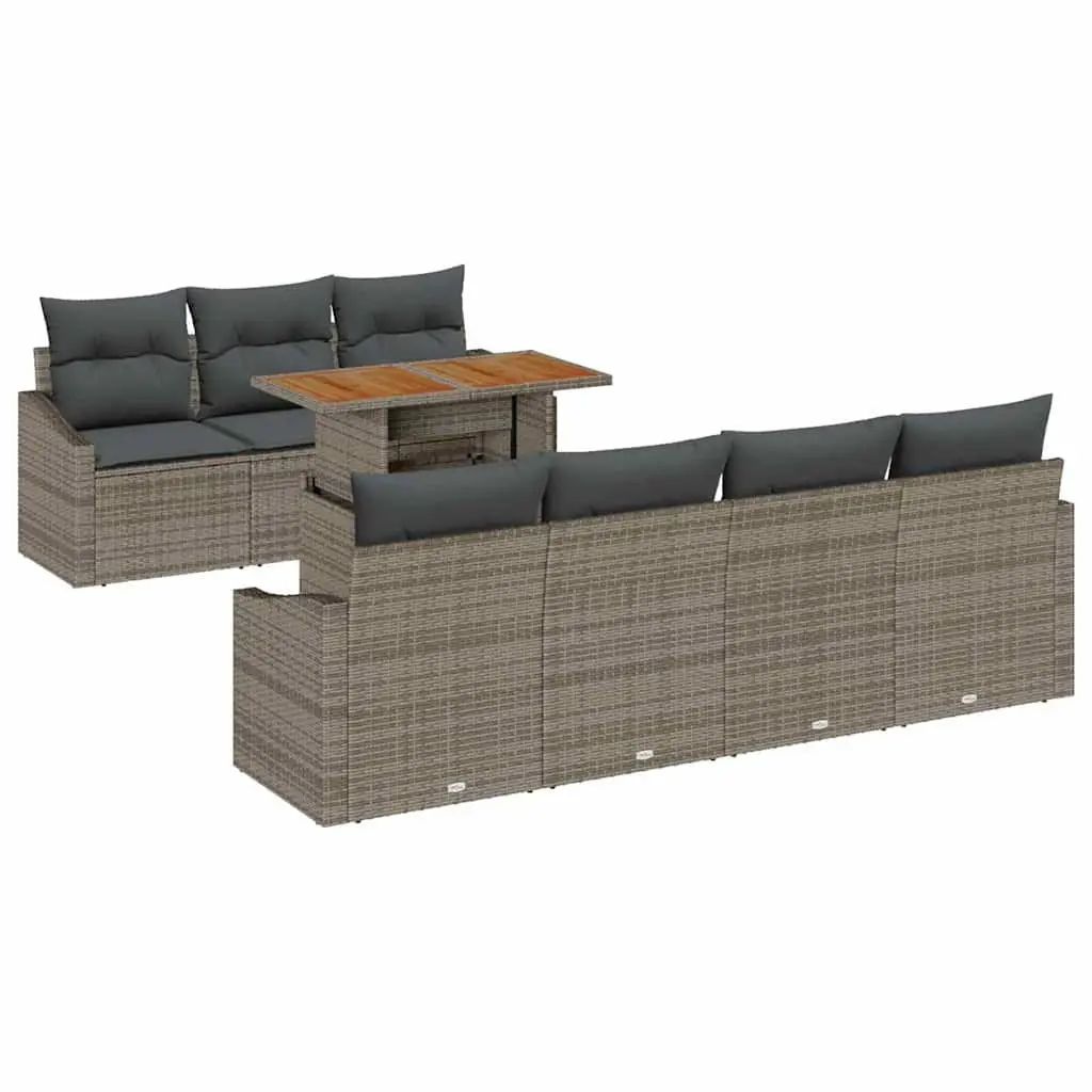 Outdoor Garden Sofa Set 8 Piece Modular Seating Grey Poly Rattan Patio Furniture