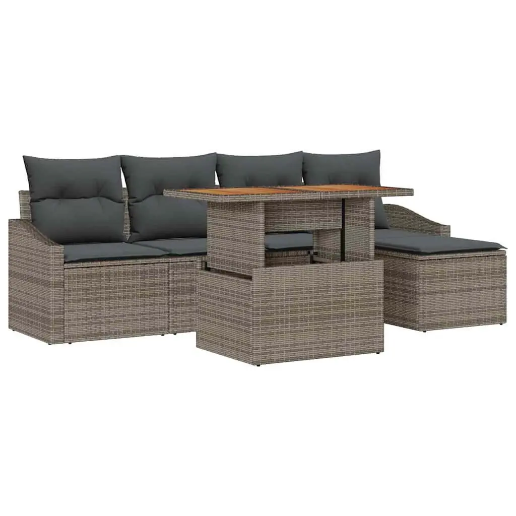 Garden Sofa Set 6 Pieces Outdoor Patio Furniture Modular Seating with Table