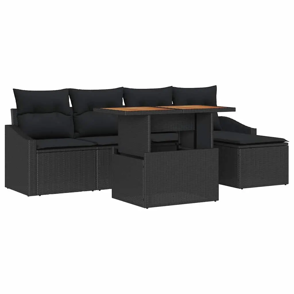 Outdoor Garden Sofa Set 6 Piece Modular Rattan Lounge Seating with Storage