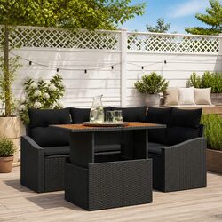 Outdoor Garden Sofa Set 5 Piece Sectional Rattan Patio Furniture Black
