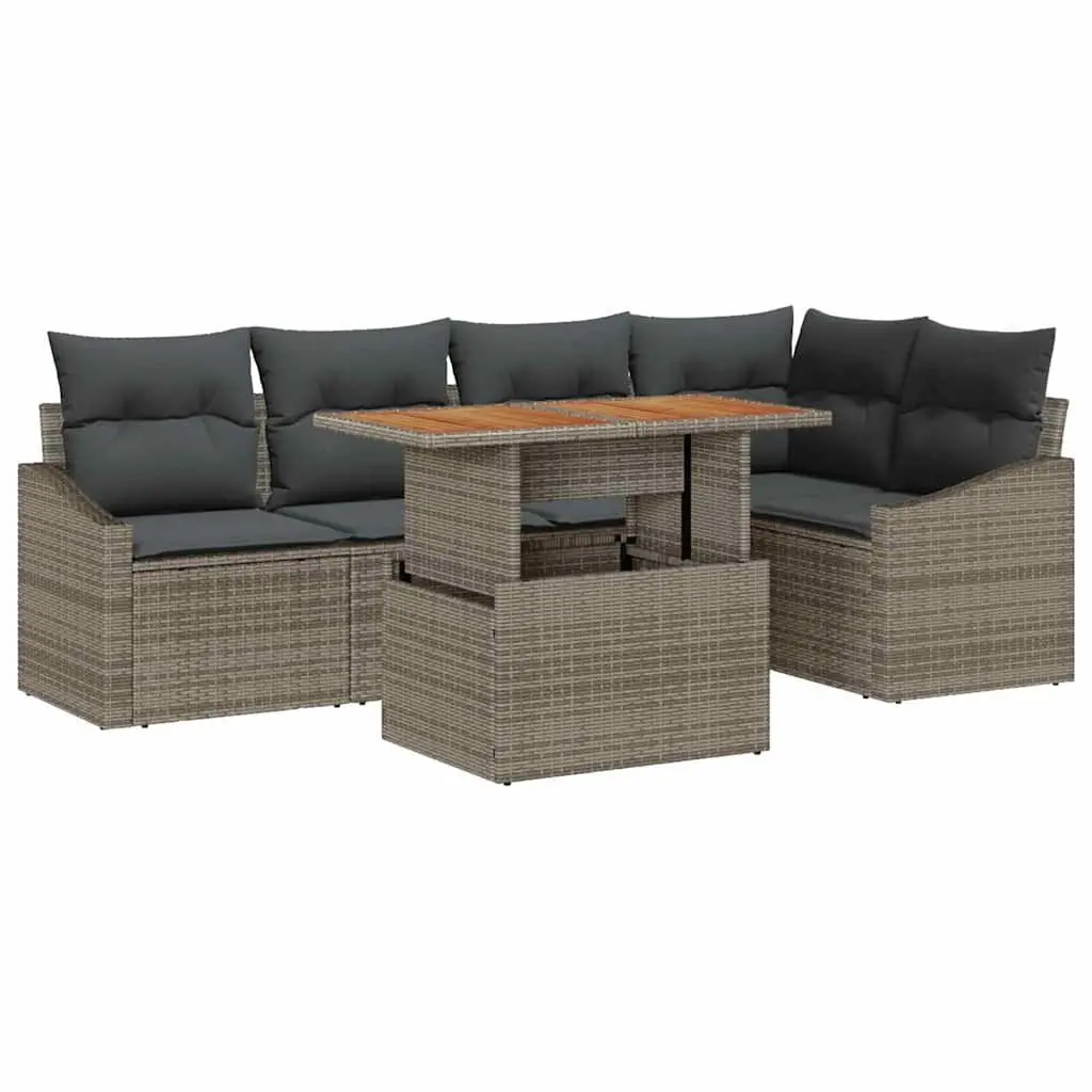 Outdoor Garden Sofa Set Modular Grey 6 Piece Poly Rattan Dining Seating